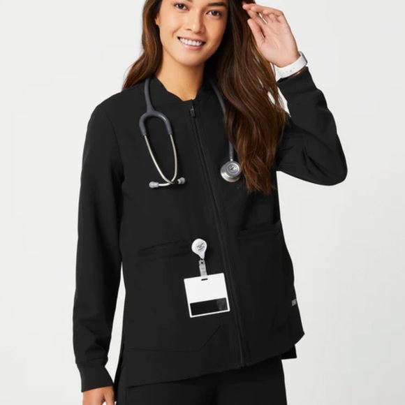 Figs Jackets & Coats Figs Bellery Bomber Black Scrub Jacket Size